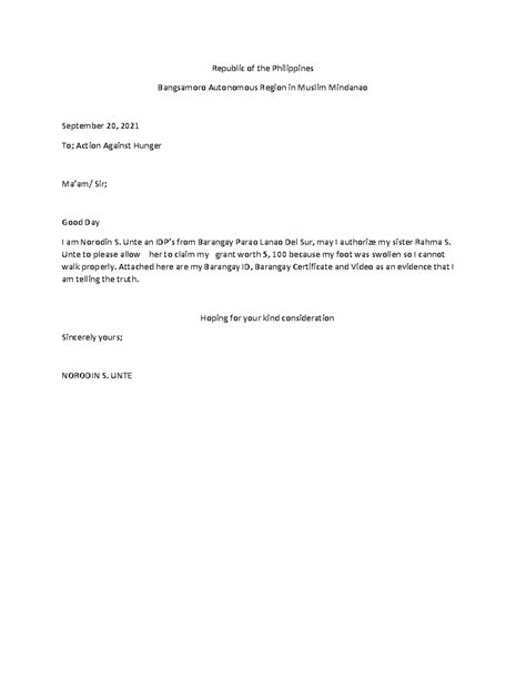 authorization letter tagalog|spa authorization letter sample philippines.